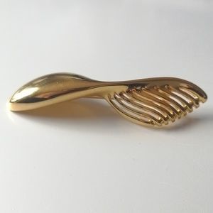 Vintage Monet Minimalist Abstract Goldtone Unisex Brooch Pin